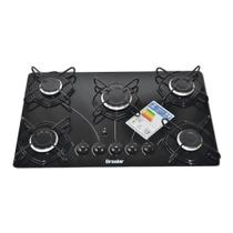 Fogão Cooktop 5 Bocas a Gás Ultra Chama 127V/220V Bivolt Acendimento Automático Vidro Temperado Braslar