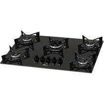 Fogão Cooktop 5 Bocas Fischer 5Q FIT LINE Gás Mesa Vidro Preto BIVOLT
