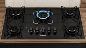 Fogão Cooktop 5 Bocas Itatiaia Vidro Temperado Preto Essencial Bivolt