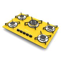 Fogão Cooktop 5 Bocas Tripla Chama Bivolt Chamalux - Amarelo