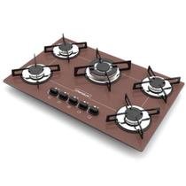 Fogao Cooktop 5 Bocas Tripla Chama Marrom - Chamalux