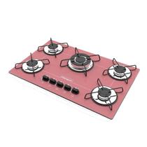 Fogão Cooktop 5 Bocas Tripla Chama Rosa Chamalux Gás Bivolt