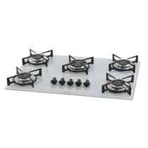 Fogão Cooktop 5Q Gás Mesa Vidro - Branco Fischer