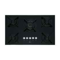 Fogão Cooktop 5Q Tripla Chama Infinity Gás Mesa Vidro Preto Fischer