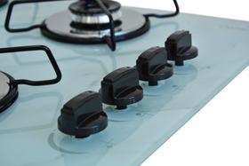 Fogão Cooktop À Gás 4 Bocas ChamaLar BRANCO MARMORIZADO Ultra Chama Vidro Bivolt