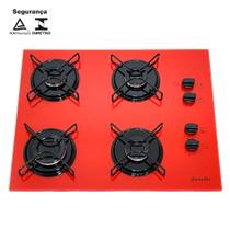 Fogão Cooktop a Gás 4 bocas Fornello vermelho - Acendimento automático