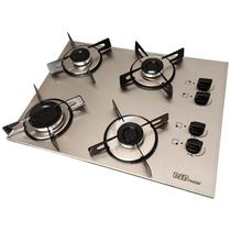 Fogão cooktop a gás 4 bocas inox Bivolt