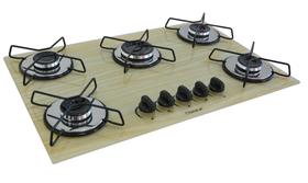 Fogão Cooktop À Gás 5 Bocas ChamaLar AMADEIRADO CLARO Ultra Chama Vidro Bivolt Fogão Cooktop À Gás 5 Bocas ChamaLar AMADEIRADO CLARO Ultra Chama Vidro Bivolt