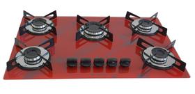 Fogão Cooktop À Gás 5 Bocas Chamalar CO Tripla Chama Vidro Bivolt XP