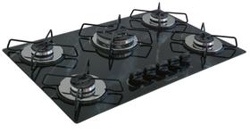 Fogão Cooktop À Gás 5 Bocas Chamalar CO Tripla Chama Vidro Bivolt XP