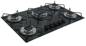 Fogão Cooktop À Gás 5 Bocas Chamalar CO-Tripla Chama Vidro Bivolt