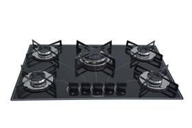 Fogão Cooktop À Gás 5 Bocas ChamaLar PREMIUM Tripla Chama Vidro Bivolt