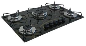 Fogão Cooktop À Gás 5 Bocas ChamaLar Tripla Chama Vidro Bivolt