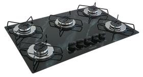 Fogão Cooktop À Gás 5 Bocas ChamaLar Ultra Chama Vidro Bivolt