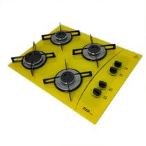 Fogão cooktop a gás D&D 4 bocas amarelo - Acendimento automático