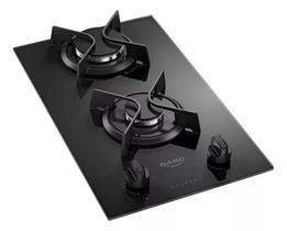 Fogão Cooktop A Gás Dako Supreme 2 Bocas Mesa Vidro Temperado Bivolt Preto