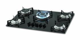 Fogão Cooktop A Gás Fischer 5 Bocas 3 Chamas Preto Bivolt