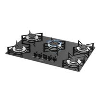 Fogão Cooktop A Gás Fischer 5 Bocas Vidro Preto Bivolt