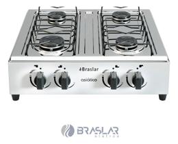 Fogão Cooktop Asiatico A Gás Em Inox 4 Bocas Braslar