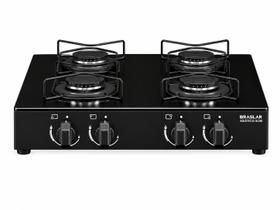 Fogão Cooktop Asiático Mesa De Vidro 4 Bocas Braslar Preto