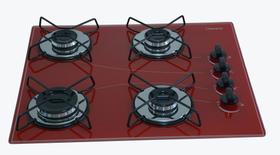 Fogão Cooktop Chamalar 4 Bocas Ultra Chama Vermelho Bivolt GLP