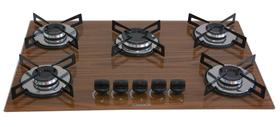 Fogão Cooktop Chamalar Premium 5 Bocas Ultra Chama Amadeirado Escuro Bivolt GLP Fogão Cooktop Chamalar Premium 5 Bocas Ultra Chama Amadeirado Escuro Bivolt GLP