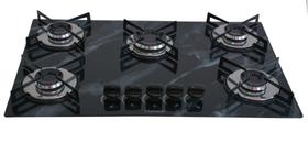 Fogão Cooktop Chamalar Premium 5 Bocas Ultra Chama Marmorizado Preto Bivolt GLP