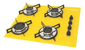 Fogão Cooktop Chamalux 4 Bocas Ultra Chama Amarelo 127v/220v Trempe de Chapa