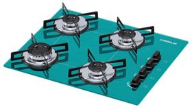 Fogão Cooktop Chamalux 4 Bocas Ultra Chama Verde-água 127v/220v Trempe de Chapa