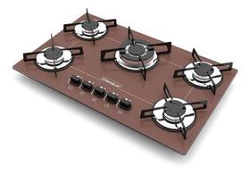 Fogão Cooktop Chamalux 5 Bocas Tripla Chama Marrom 110v/220v Trempe de Chapa