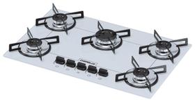 Fogão Cooktop Chamalux 5 Bocas Ultra Chama Branco 110v/220v Trempe de Chapa