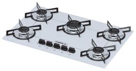 Fogão Cooktop Chamalux 5 Bocas Ultra Chama Branco 110v/220v Trempe de Chapa