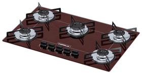 Fogão Cooktop Chamalux 5 Bocas Ultra Chama Marrom 110v/220v Trempe de Chapa