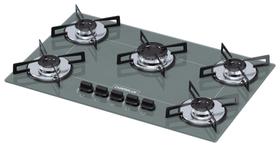 Fogão Cooktop Chamalux 5 Bocas Ultra Chama Prata 110v/220v Trempe de Chapa
