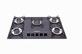 Fogão Cooktop Chamalux 5 Bocas Ultra Chama Preto Bivolt Trempe de Chapa