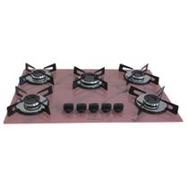Fogão Cooktop Chapa 5bocas Ultra Chama 127/220v Marmo Rosa - Chamalar
