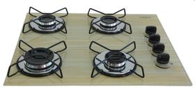 Fogão Cooktop Classic 4 Bocas Ultra Chama Amadeirado Claro