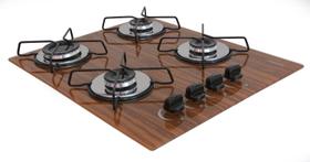 Fogão Cooktop Classic 4 Bocas Ultra Chama Amadeirado Escuro