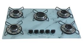 Fogão Cooktop Classic 5 Bocas Ultra Chama Marmorizado Branco