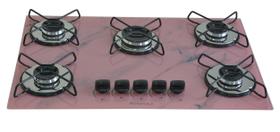 Fogão Cooktop Classic 5 Bocas Ultra Chama Marmorizado Rosa