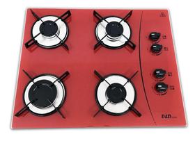 Fogão Cooktop D&D 4 Bocas Vermelho A Gás - D&D Metal