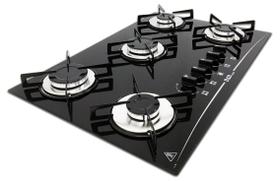 Fogão cooktop D&D 5 bocas preto a gás - D&D METAL
