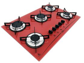 Fogão cooktop D&D 5 bocas vermelho a gás - D&D METAL