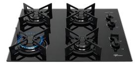 Fogão Cooktop De Embutir 4 Bocas A Gás Chama Rápida Fischer PRETO BIVOLT