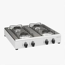 Fogão Cooktop de Mesa 4 Bocas Gás Portátil Braslar Inox Preto e Branco