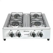 Fogão Cooktop De Mesa Branco A Gás 4 Bocas Braslar Bivolt