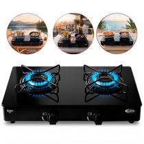 Fogão Cooktop de Mesa Portátil a Gás 2 Bocas Ultra Chama Vidro Temperado Clarice Fogão Cooktop de Mesa Portátil a Gás 2 Bocas Ultra Chama Vidro Temperado Clarice