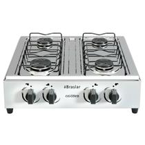 Fogão Cooktop de Mesa Portátil a Gás 4 Bocas Braslar Asiático Junior Branco