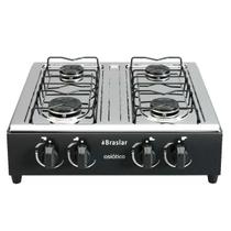 Fogão Cooktop de Mesa Portátil a Gás 4 Bocas Braslar Asiático Junior Preto