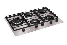 Fogão Cooktop Elétrico Bivolt 5 Bocas Ultra Chama MCG5BL Grade Dupla Mesa de Alumínio Mueller